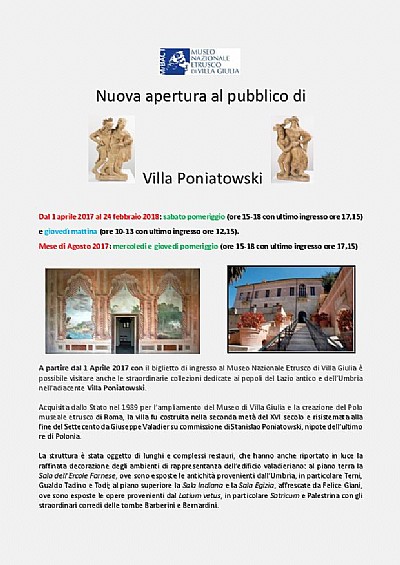 Nuovi orari di apertura di Villa Poniatowski