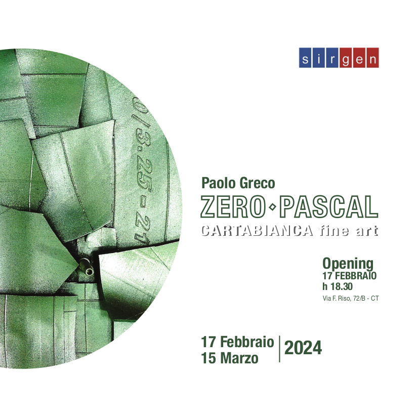 Zero Pascal, personale di Paolo Greco dal 17 febbraio al 15 marzo alla Galleria Carta Bianca