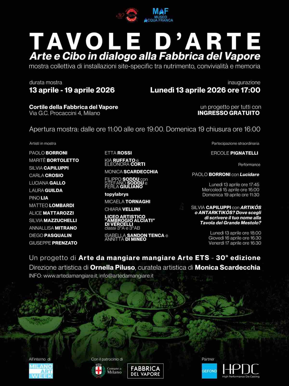 TAVOLE D'ARTE Arte e Cibo in dialogo alla Fabbrica del Vapore